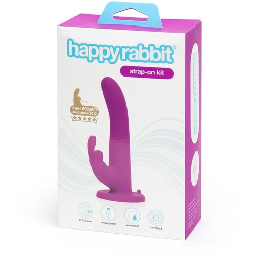 happyrabbit Strap-On - vibrator na trak z zajčkom (vijolična) Cene