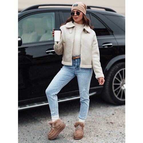 DStreet Women&amp;amp;#039;s suede jacket with fur KASAMIRA white Slike