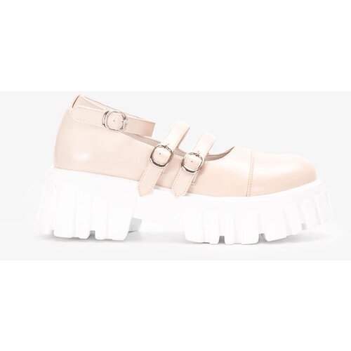 Gemre Beige lace-up shoes with tractor sole Jonell Cene