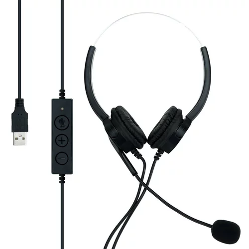 Cadorabo USB slušalke v črni barvi - slušalke za prenosnik računalnika z mikrofonom za odpravljanje hrupa za domačo pisarno, video klici, igrami, glasbo in še več, (20622031)