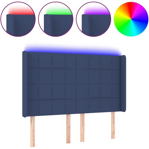 Maison Chic led posteljno vzglavje - vzglavna omarica - nočna omarica modro 147x16x118/128 cm blago, (21711612) Slike