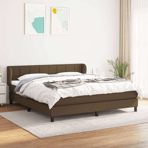  Box spring postelja z vzmetnico temno rjava 180x200 cm blago, (20902365) Slike