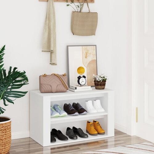 vidaXL Regal za čevlje bel 75x35x45 cm inženirski les Cene