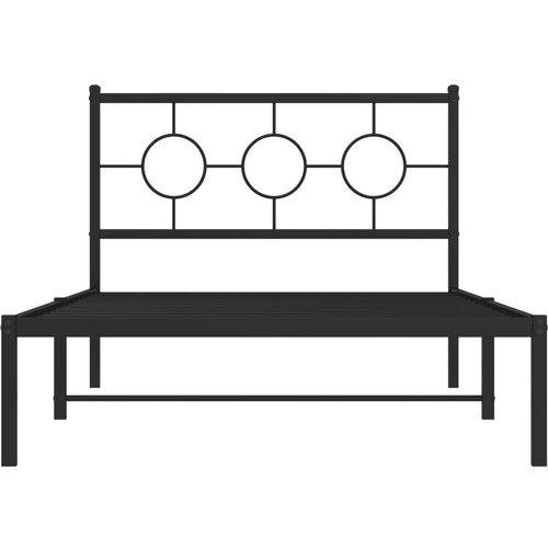 Metalni okvir za krevet s uzglavljem crni 107x203 cm Slike