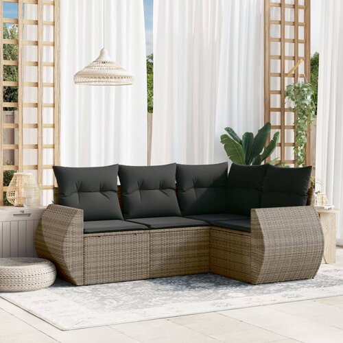 vidaXL 4-dijelni set vrtnih sofa od poliratana s jastucima sivi Cijene