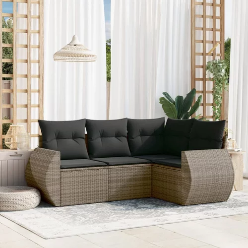 vidaXL 4-dijelni set vrtnih sofa od poliratana s jastucima sivi