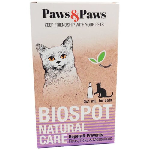 PAWS&PAWS Sredstvo za mačke protiv buva, krpelja, vaši i komaraca BioSpot Natural 1ml Cene