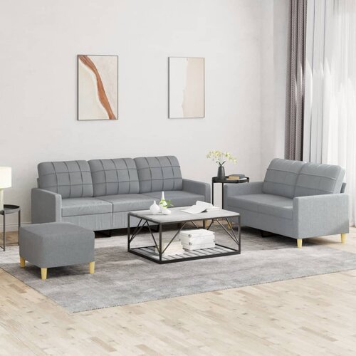  3-dijelni set sofa s jastucima svjetlosivi od tkanine Cene