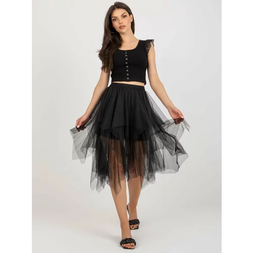 Fashion Hunters Black tulle flared skirt with ruffles