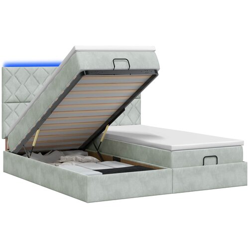  Krevet od pjene s madracem i LED-om Svjetlosiva 160 x 200 cm Slike