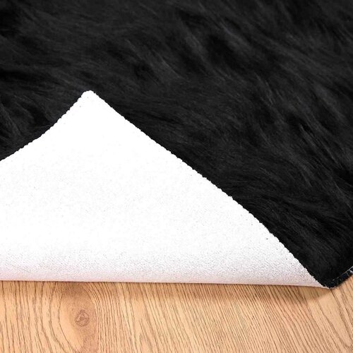 VidaXL Lažni Ovčji Tepih Crna 120 x 170 cm Poliester Slike