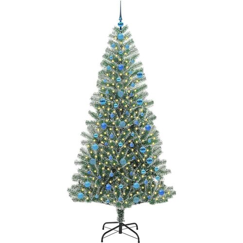 VidaXL Umjetno Božićno Drvo s Snježnim Flokom i LED Svjetlom 210 cm Slike