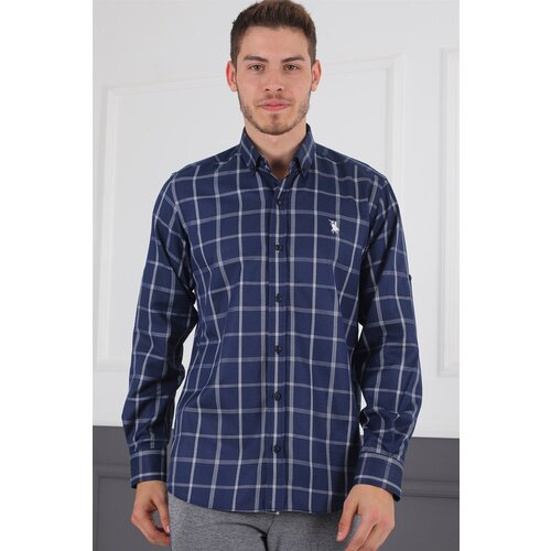 Dewberry G719 MEN'S SHIRT-NAVY BLUE - WHITE Cene