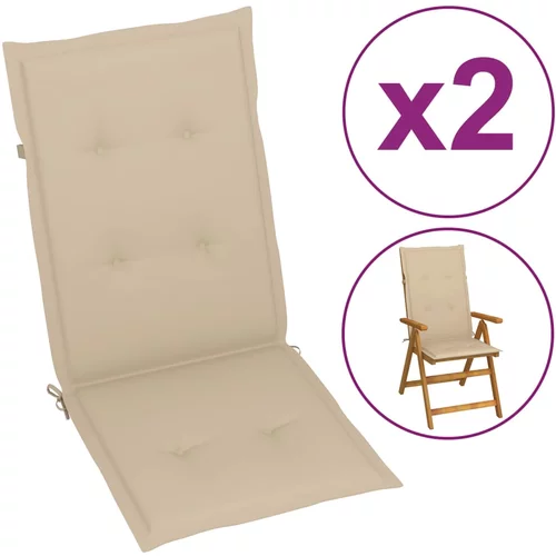 vidaXL jastuci za vrtne stolice 2 kom bež 120 x 50 x 3 cm