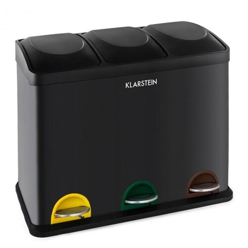 Klarstein ÖKOSYSTEM KOŠ ZA ODPADKE, KOŠ ZA LOČEVANJE ODPADKOV S STOPALKAMI, 45 L (3 X 15 L), ČRNA BARVA Cene