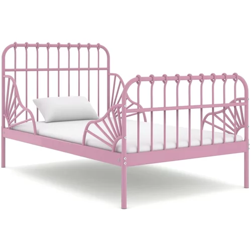 vidaXL raztegljiv posteljni okvir roza kovinski 80x130/200 cm