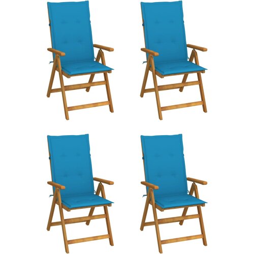  Vrtni stoli 4 kosi z blazinami trden akacijev les Slike