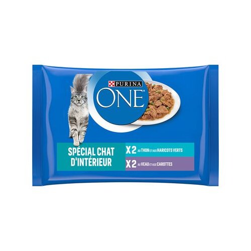 Purina ONE 4 x 85 g - Indoor tunjevina i teletina Slike