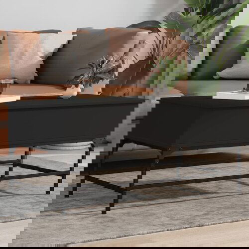 VidaXL Stolić za kavu crni 100 x 50 x 45 cm konstruirano drvo i metala Slike