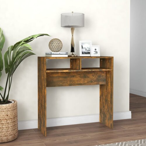 VidaXL Konzolni stol boja hrasta 78 x 30 x 80 cm od konstruiranog drva Slike