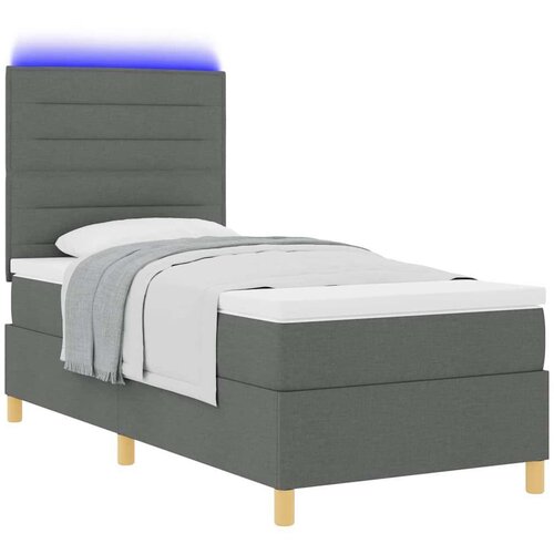 VidaXL box spring krevet s madracem i LED tamno sivi 80x200 cm tkanina Slike