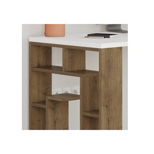  Maze Bijeli radni sto od tamnog hrasta 140x75x60 cm, Bijela Slike