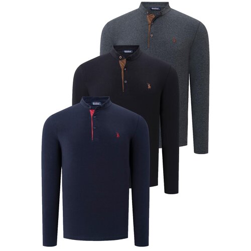 Dewberry TRIPLE SET V4009 MENS SWEATSHIRT-BLACK-LACQUER-ANTHRACITE Slike