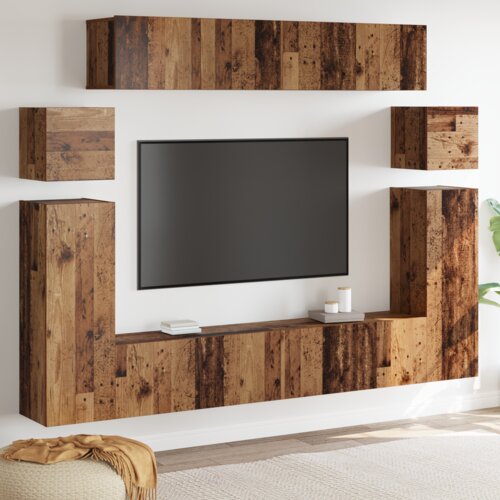 vidaXL Set TV komoda 8 pcs Smeđa 30.5 x 30 x 90 cm Čvrsto drvo hrasta Cene