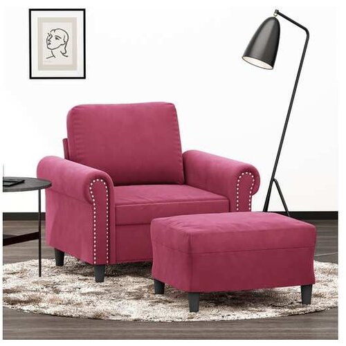 vidaXL Fotelja s tabureom crvena boja vina 60 cm baršunasta Cijene