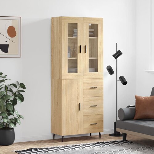 vidaXL Visoka komoda sonoma hrast 69,5x34x180 cm inženirski les Cene