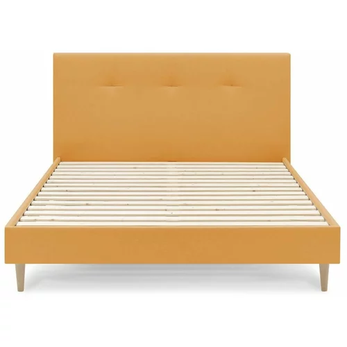 Bobochic Paris Žuti tapecirani bračni krevet s podnicom 180x200 cm Tory -