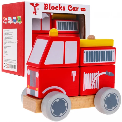  Drveno vatrogasno vozilo Inlea4Fun BLOCKS CAR