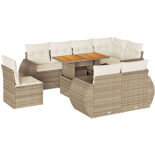 vidaXL 9-dijelni set vrtnih sofa s jastucima bež od poliratana Cijene