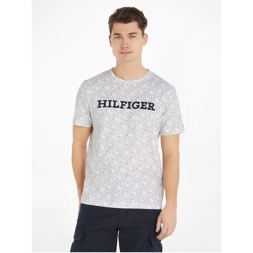 Tommy Hilfiger White Men's Patterned T-Shirt - Men's Slike