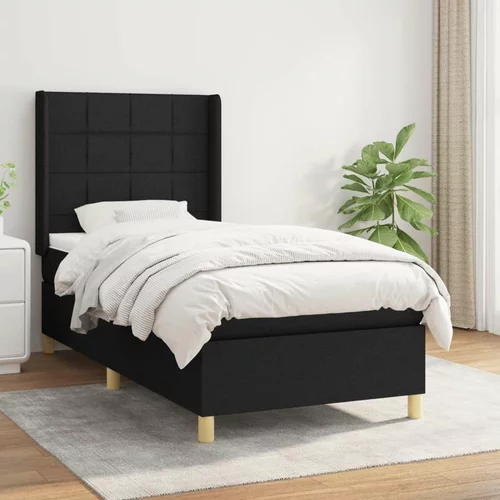  Box spring postelja z vzmetnico črna 100x200 cm blago, (20792032)