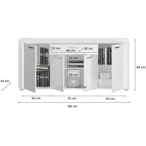 MID.YOU Komoda Skylight, Bela, Visoki Sijaj Slike