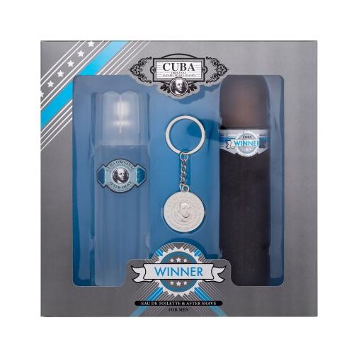 Cuba Winner Set toaletna voda 100 ml + vodica poslije brijanja 100 ml + privjesak za mo&amp;scaron;ke Slike