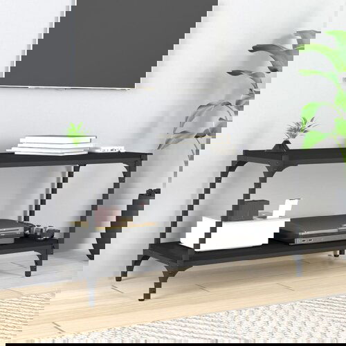 VidaXL TV omarica črna 80x33x41 cm inženirski les in jeklo Slike