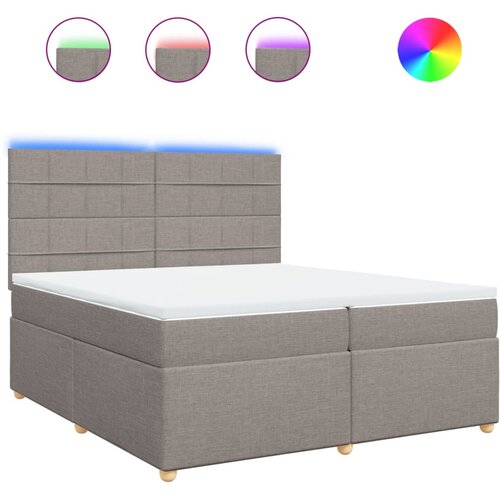 VidaXL Krevet s oprugama i madracem smeđesivi 200x200 cm od tkanine Slike