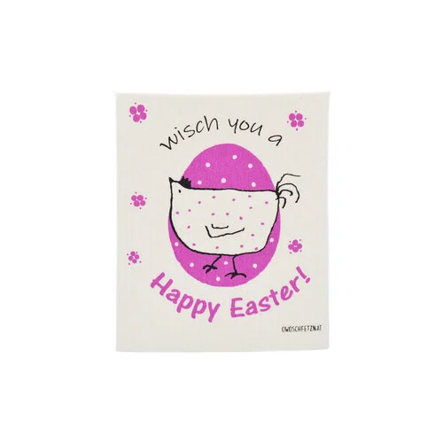 OWOSCHFETZN Spužvasta krpa "Happy Easter Henne Berta" - Ružičasta