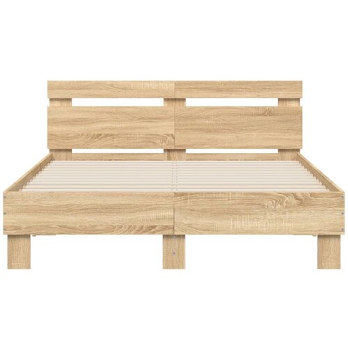  Okvir za krevet s uzglavljem i LED boja hrasta sonome 120x190cm Slike