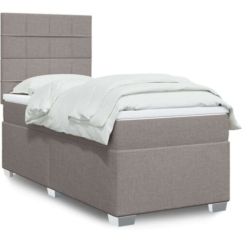 vidaXL Box spring postelja z vzmetnico taupe 90x190 cm blago Cene