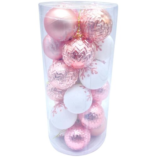  novogodi&scaron;nje kugle 6cm set 24/1/ roze-bela Cene