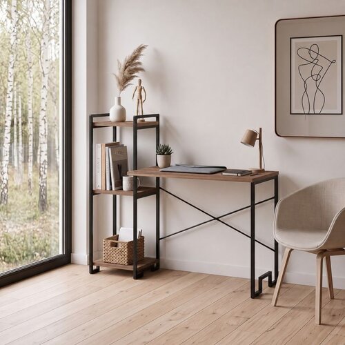 Hanah home radni sto Velora, 125 cm, atlantski bor / crni Cene