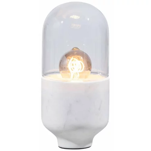 WOOOD Bela namizna svetilka s steklenim senčnikom (višina 26 cm) Asel –
