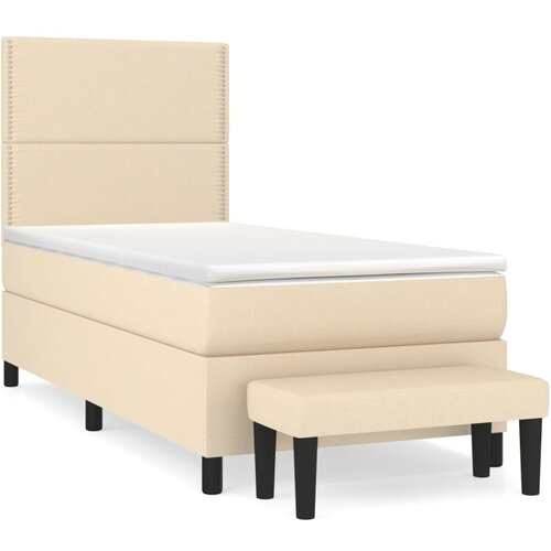 vidaXL Box spring postelja z vzmetnico krem 90x200 cm blago, (20895813) Cene