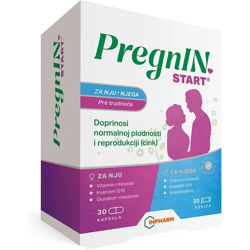 Inpharm Diet PregnIN start, pre trudnoće, 30 kapsula + 30 kesica Cene