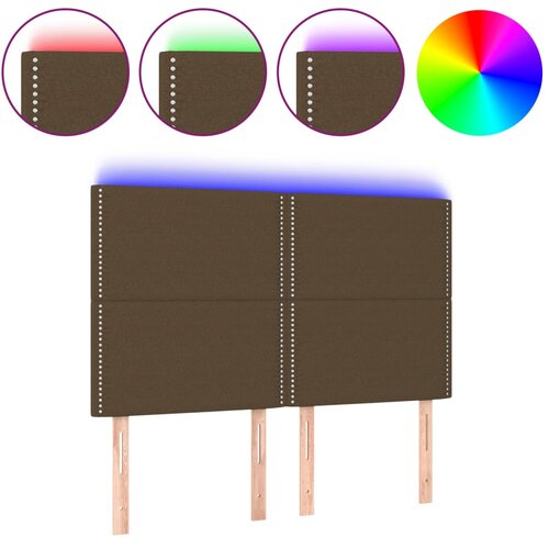  LED uzglavlje tamnosmeđe 144x5x118/128 cm od tkanine Slike