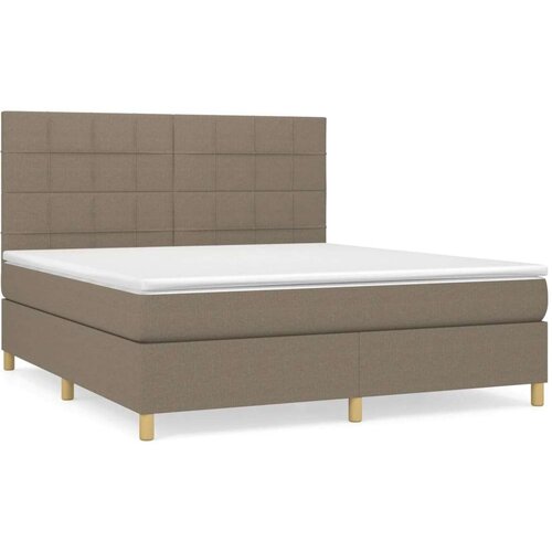 VidaXL Krevet s oprugama i madracem smeđesivi 180x200 cm tkanina Slike