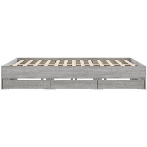  Okvir za krevet s ladicama boja hrasta 160x200 cm drveni Siva 160 x 200 cm Slike
